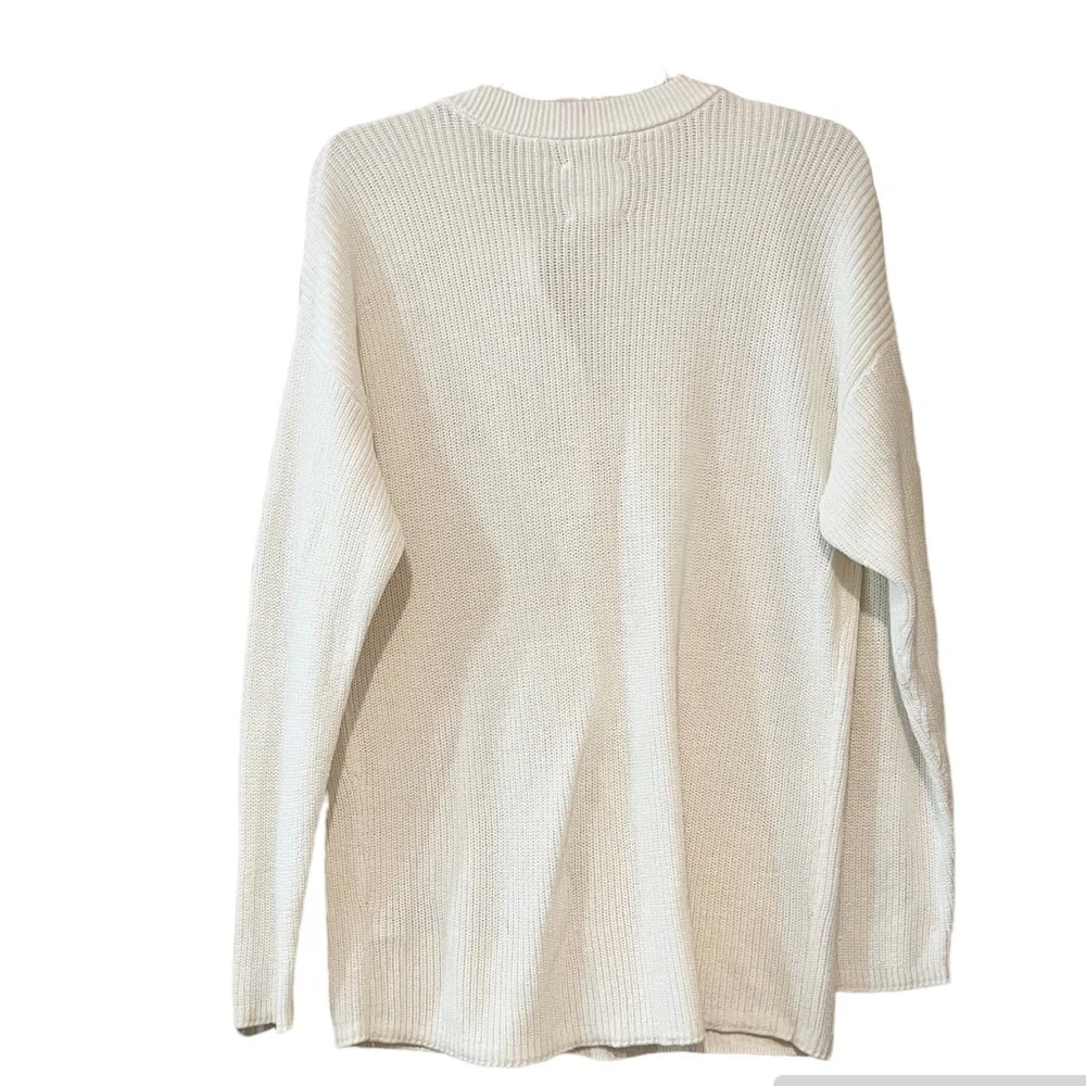 Aerie Long Sleeve Ivory White Knitted Half Button Up Pullover Sweater size XS - Picture 5 of 11